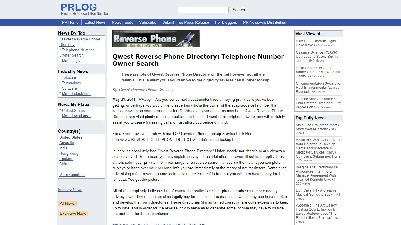 Qwest Reverse Phone Directory: Telephone Number Owner Search